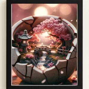 Cherry Blossom Art Print In A Glass Front Frame 8x10